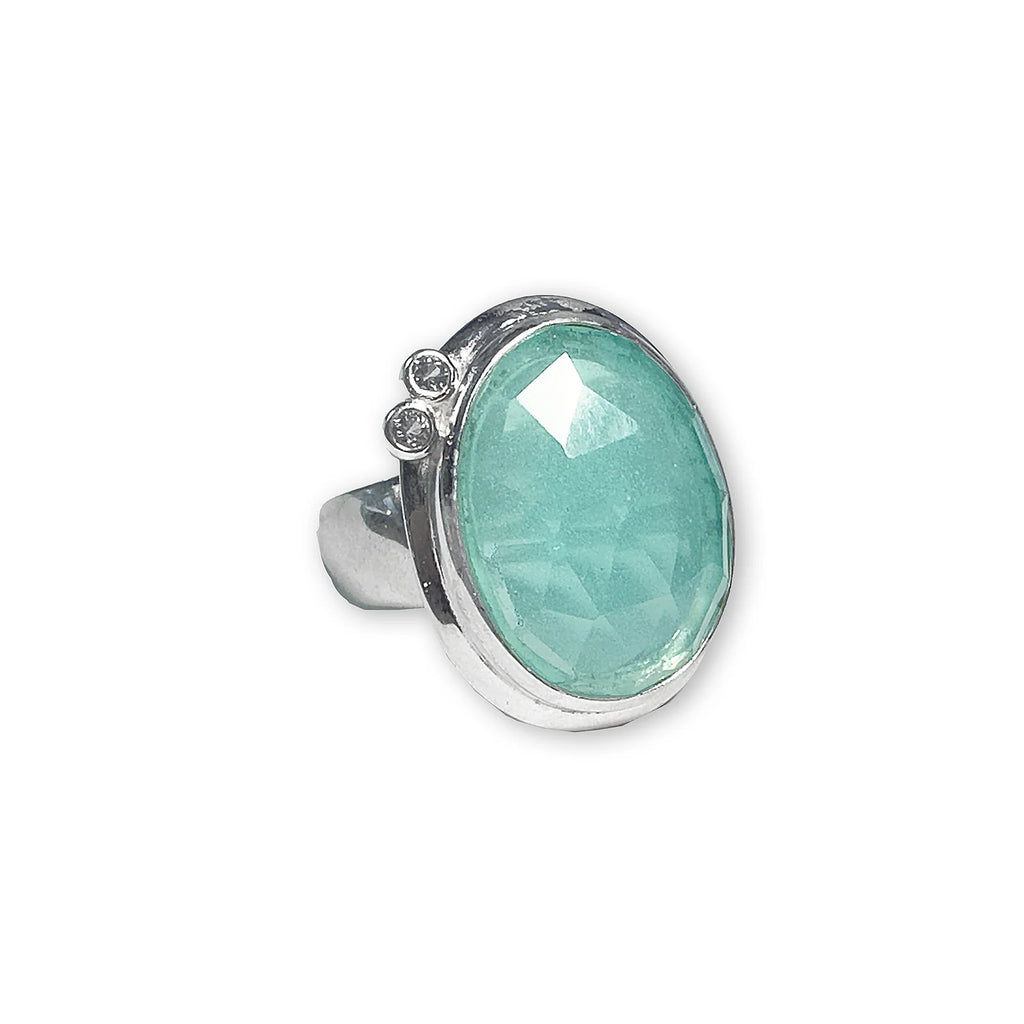 Chalcedony and White Sapphire Ring