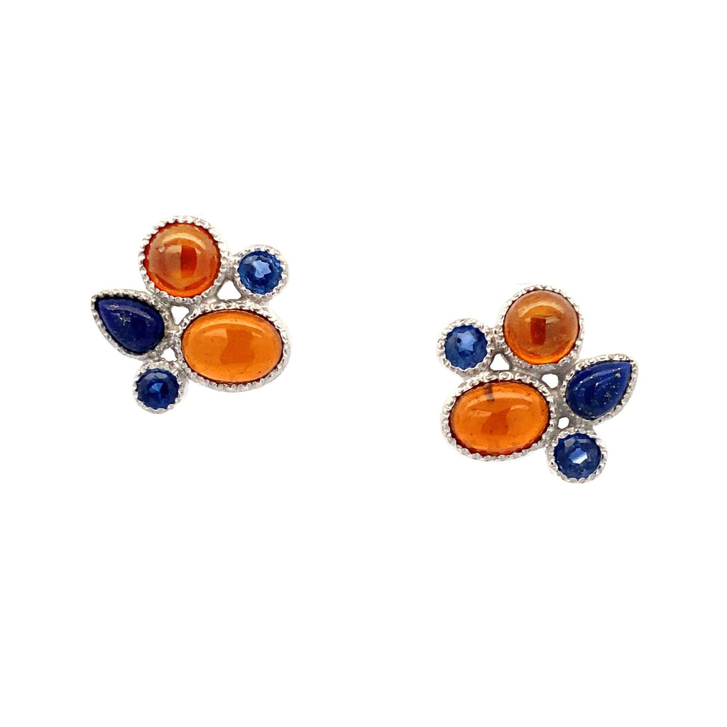 Lapis, Madeira Citrine, Blue Sapphire Earrings