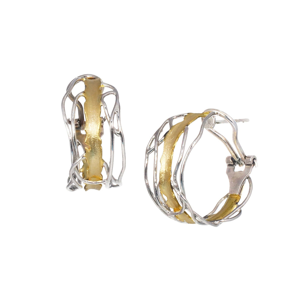 Silver and Gold Edge Post Hoops