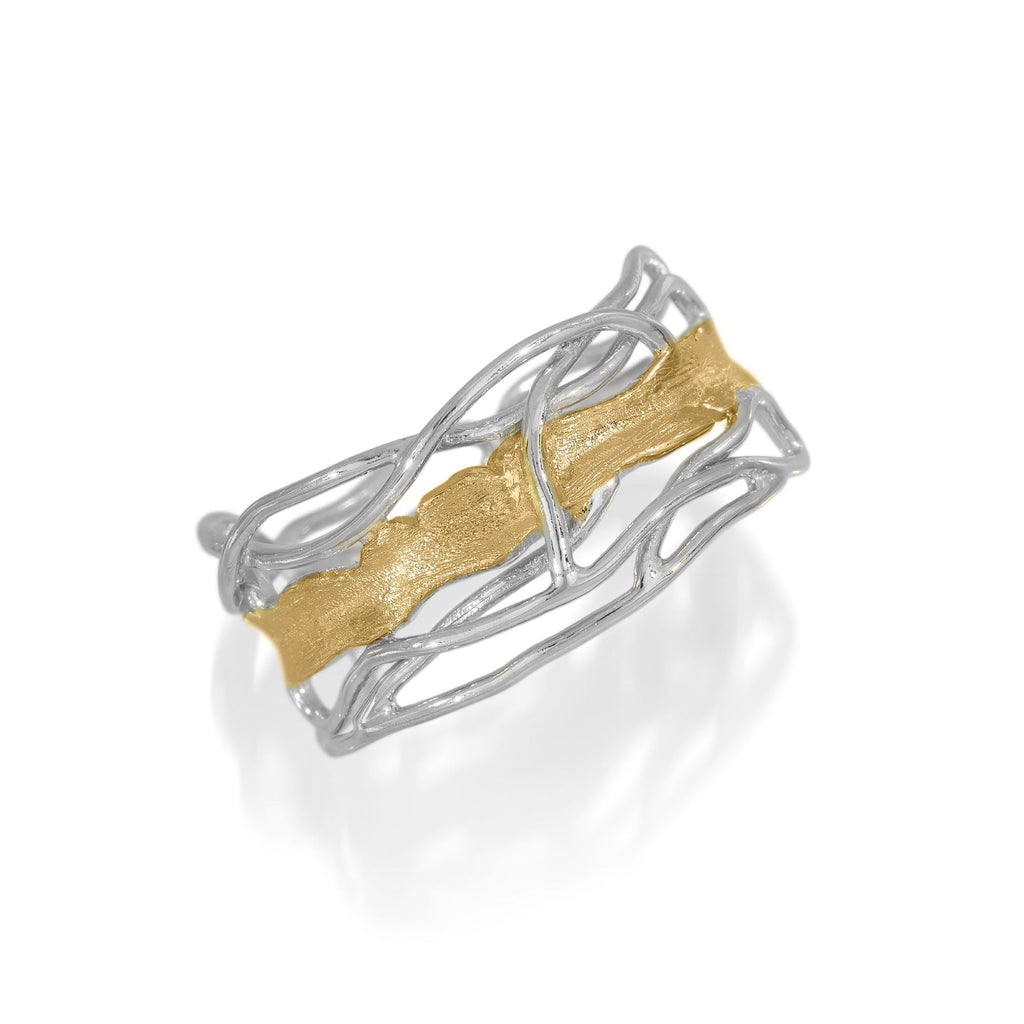 Silver and Gold Slim Edge Ring