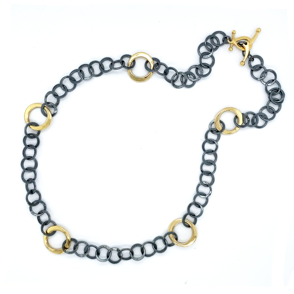 Handmade Black and Gold Chain 18"