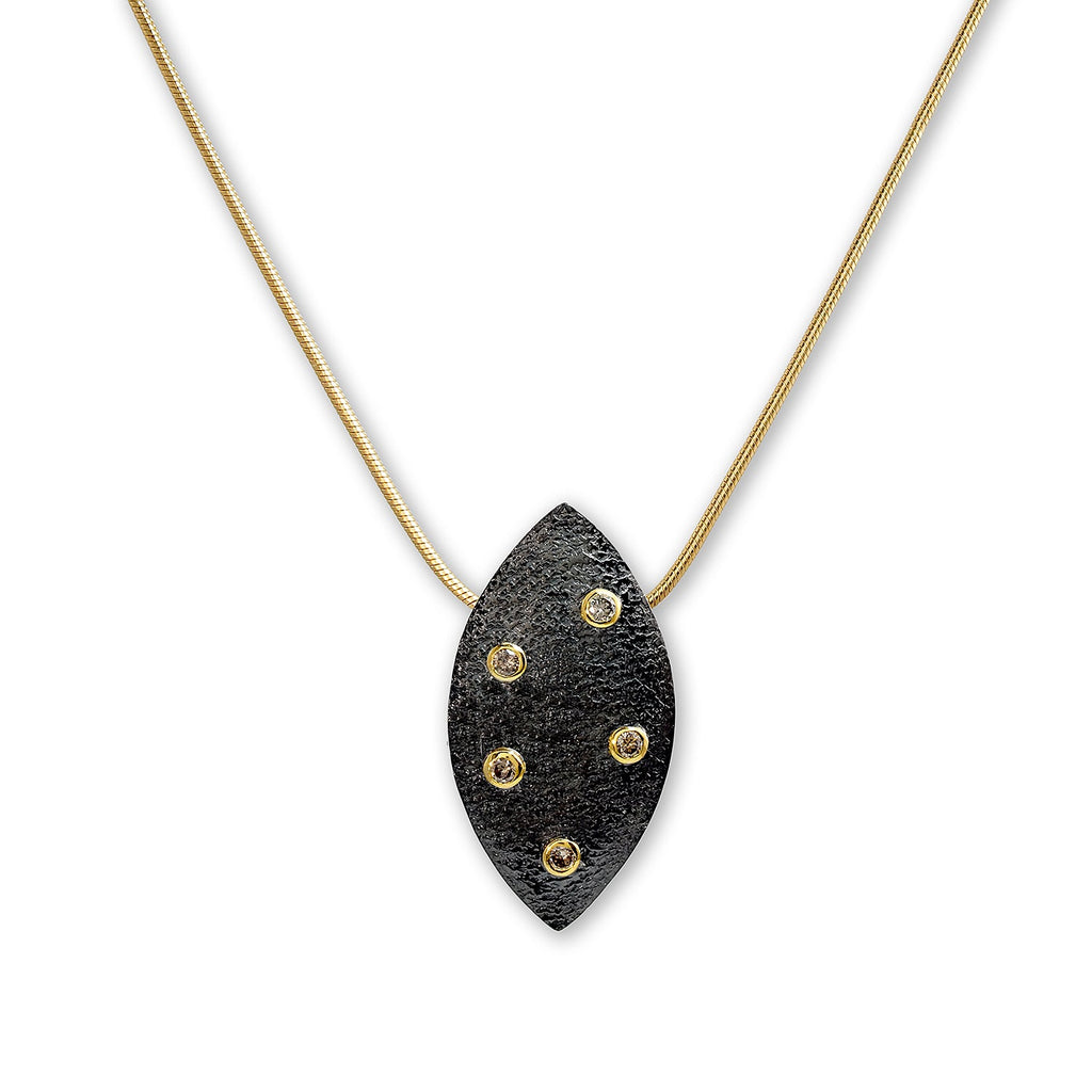 Gold and Black Rhodium Necklace with Champagne Diamonds