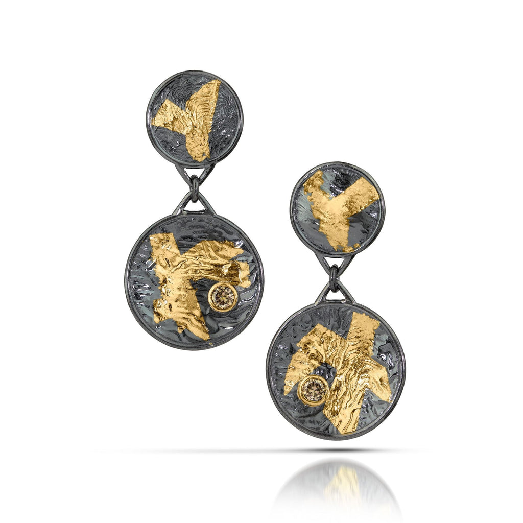 Double Disk Keum-Boo Earrings with Diamond