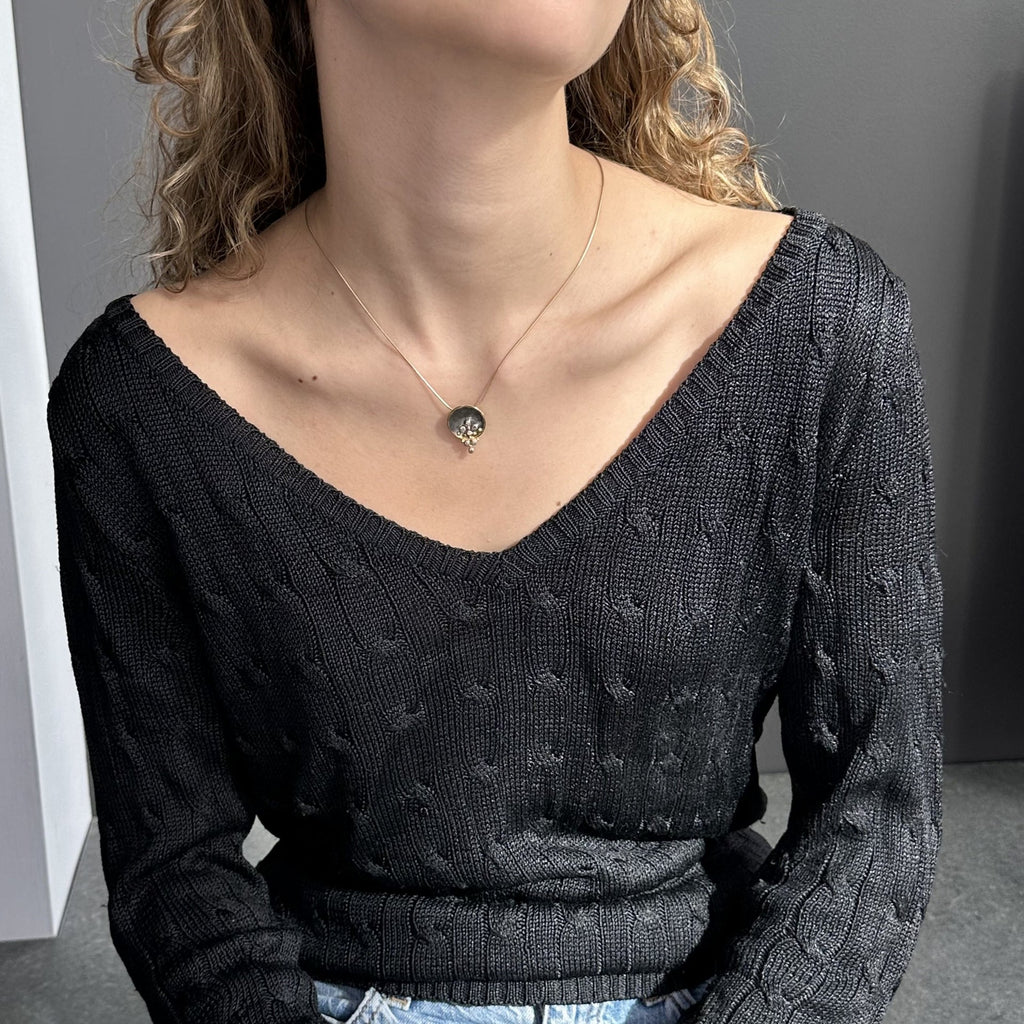 14K Gold and Black Rhodium Champagne Diamond Necklace