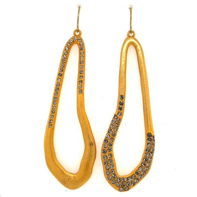 Crystal Burnished Pear Shape Drop Earrings