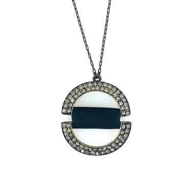 Two Half Circles with Leather Center Necklace