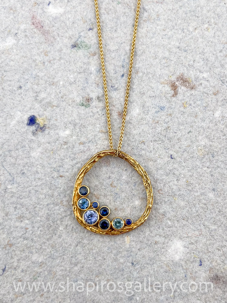 Large Pebble Necklace with Sapphires