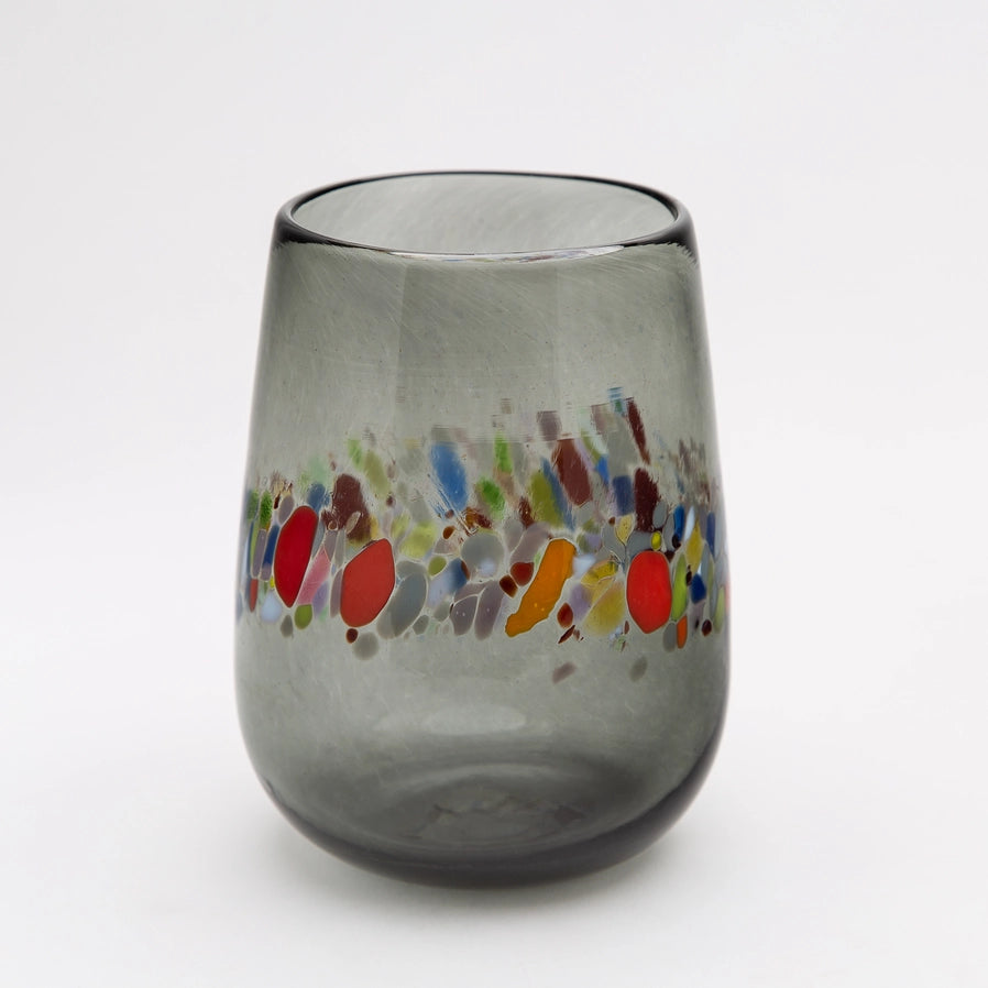 Handblown Stemless Wine Glass - Gray