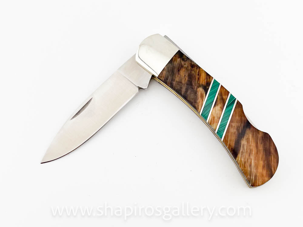 3" Lockback Knife - Spalted Beech and Malachite