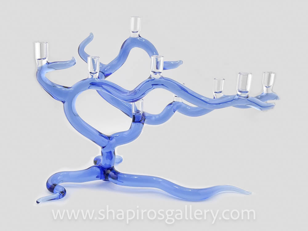 Tree of Life Menorah, Blue