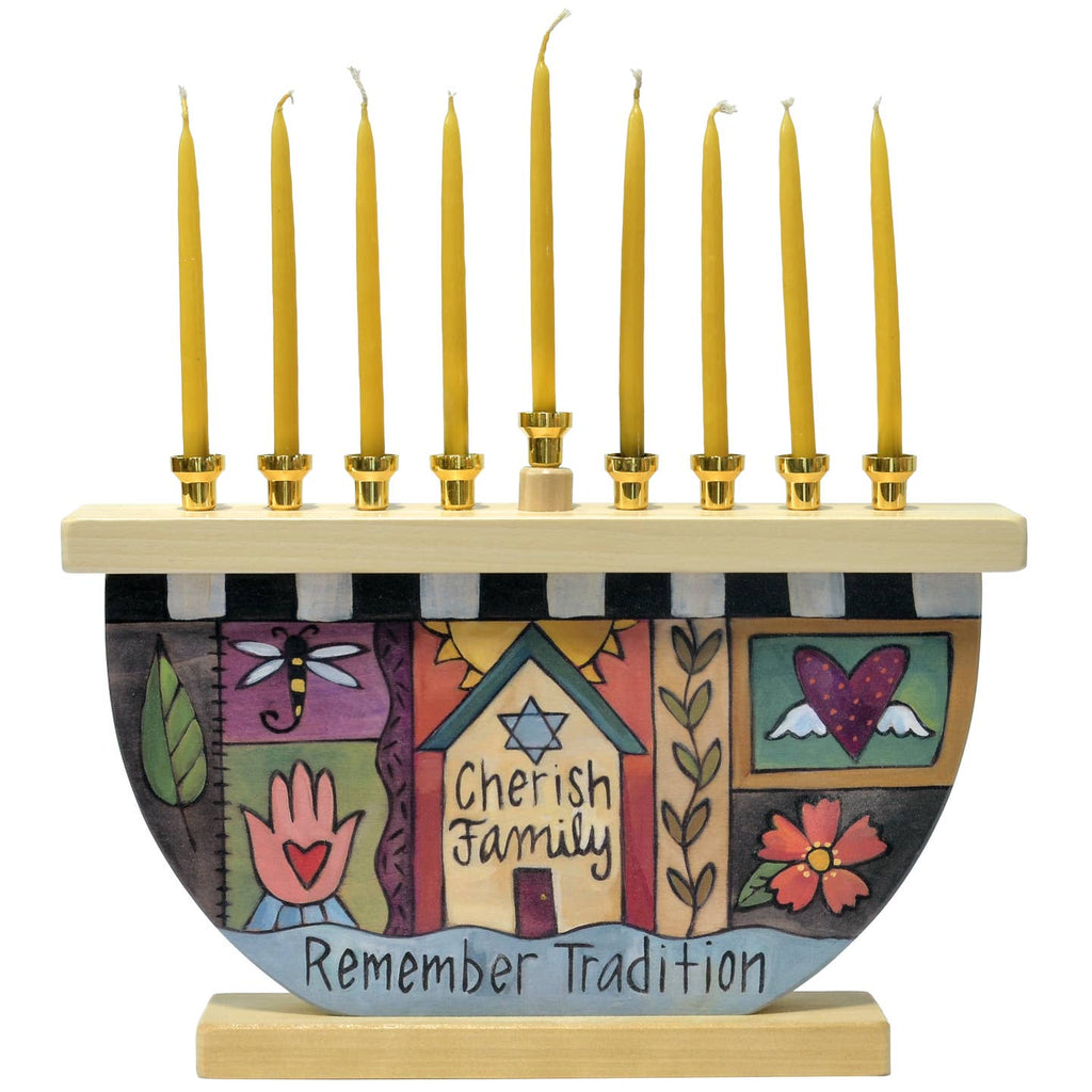 "Chag Sameach" Wooden Menorah