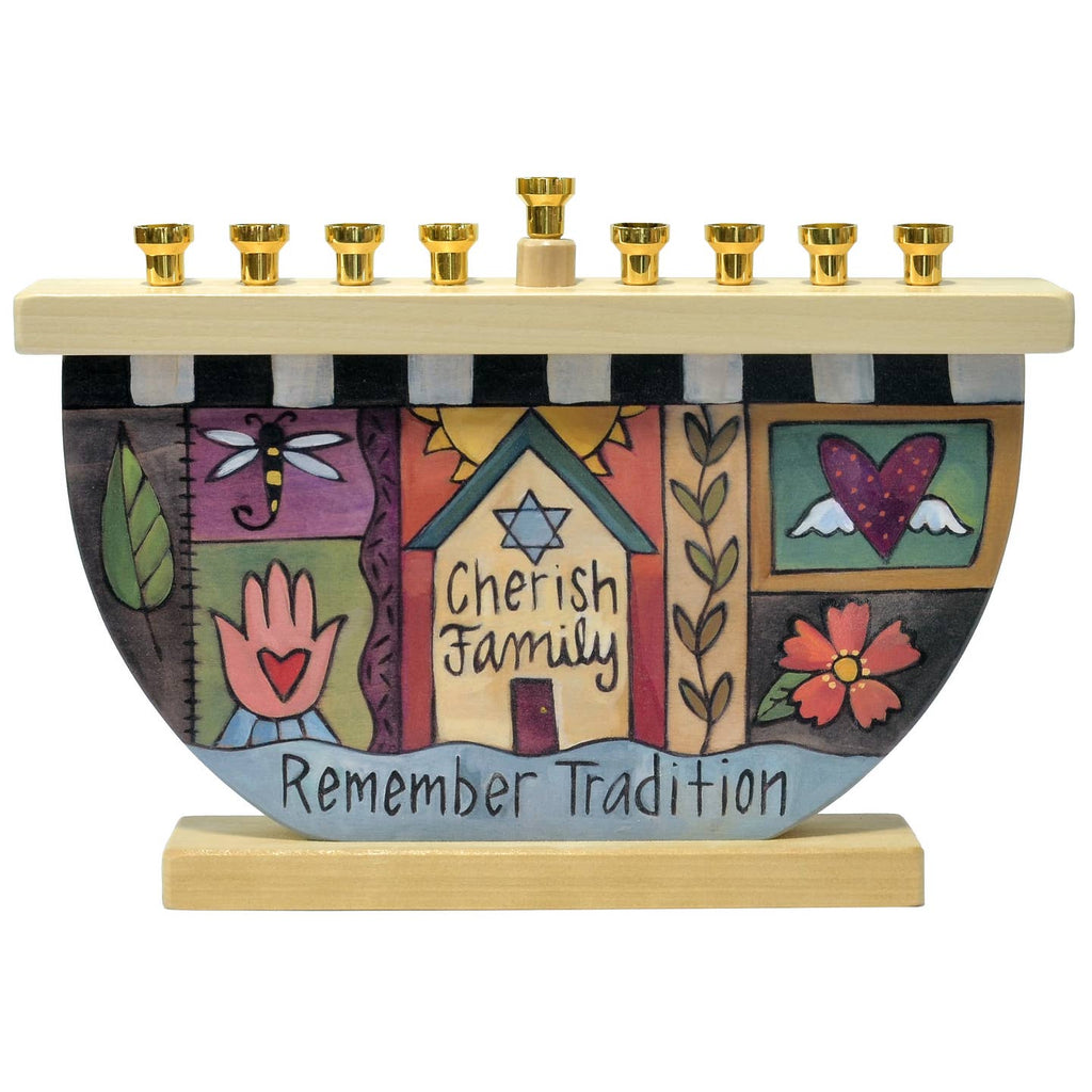 "Chag Sameach" Wooden Menorah