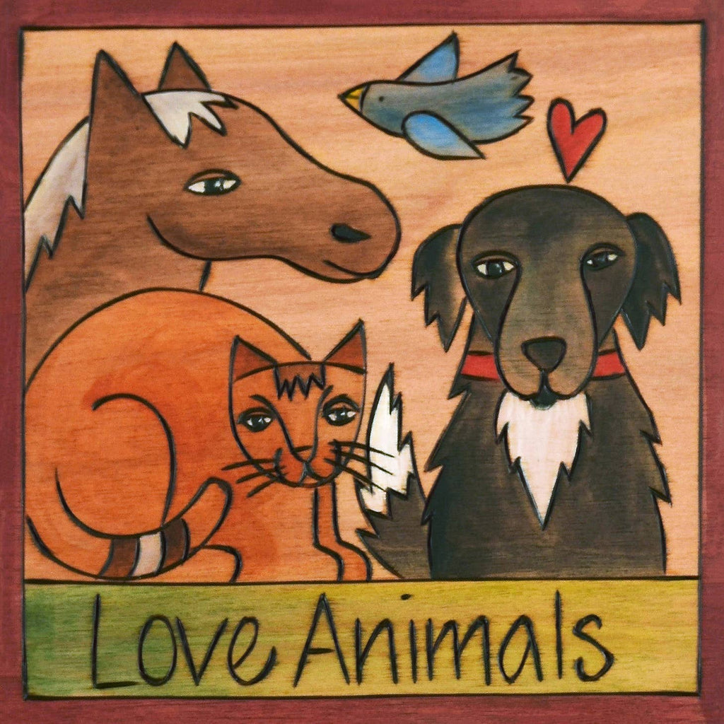 'Love Animals' Wood Wall Plaque