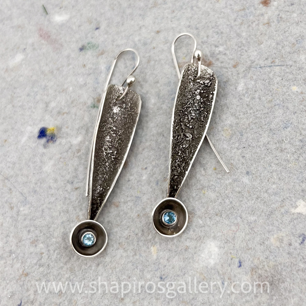 Reticulated Earrings with Sky Blue Topaz