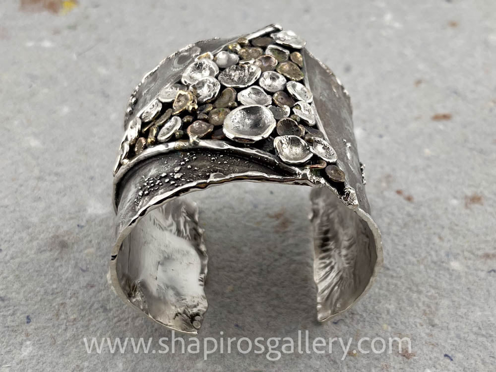 Pebbles on the Beach Wide Cuff Bracelet