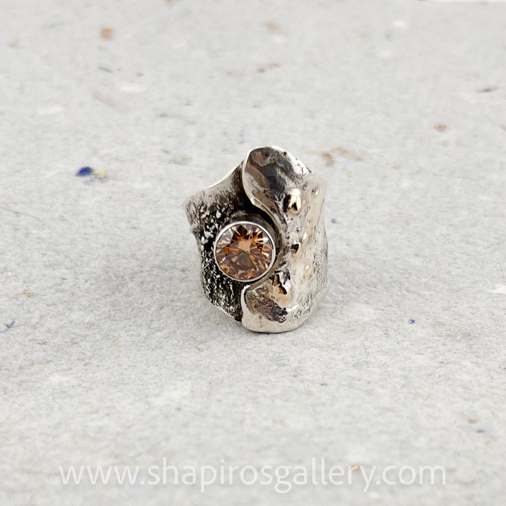 Reticulated Ring with Honey Topaz