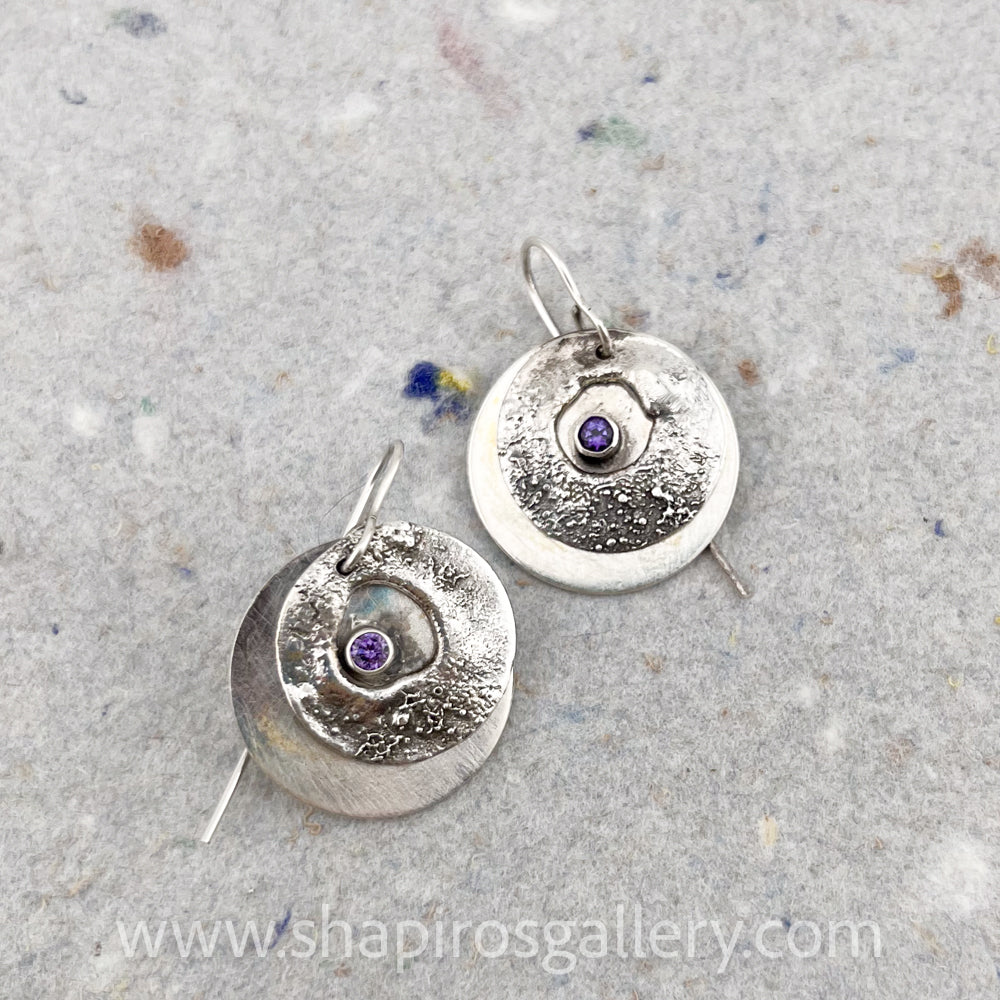 Reticulated Earrings with Amethyst