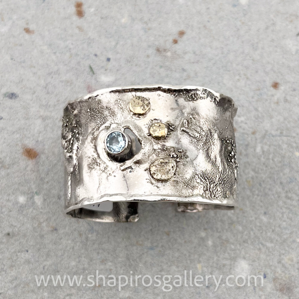 Reticulated Cuff Bracelet with Sky Blue Topaz