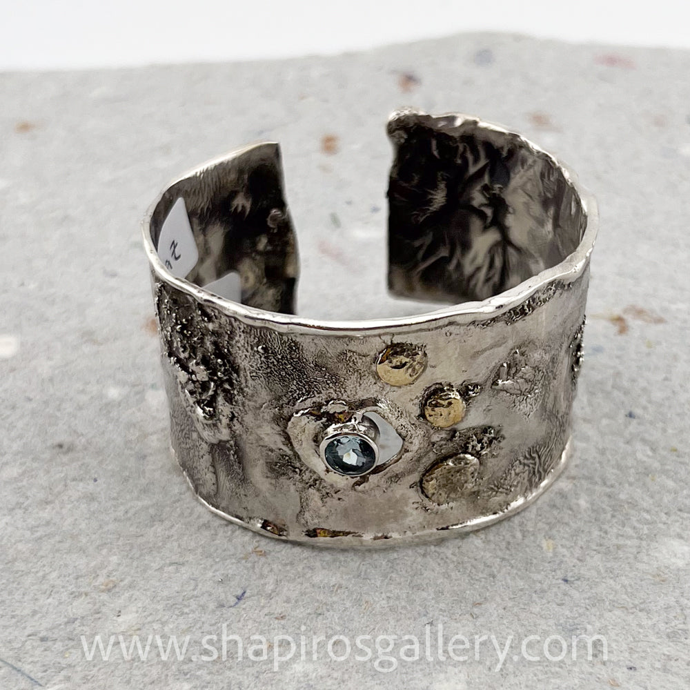 Reticulated Cuff Bracelet with Sky Blue Topaz