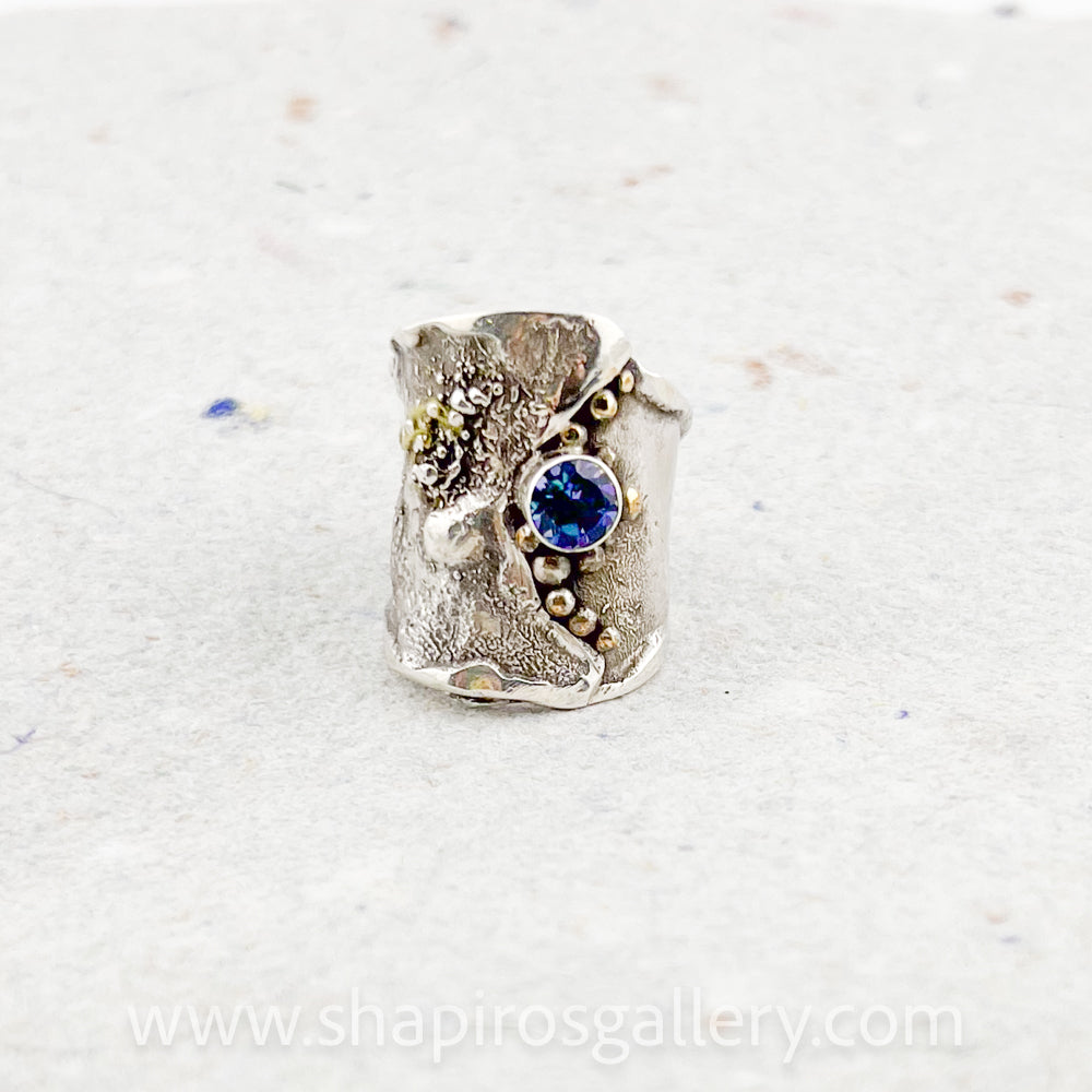 Reticulated Ring with Blue Mystic Topaz