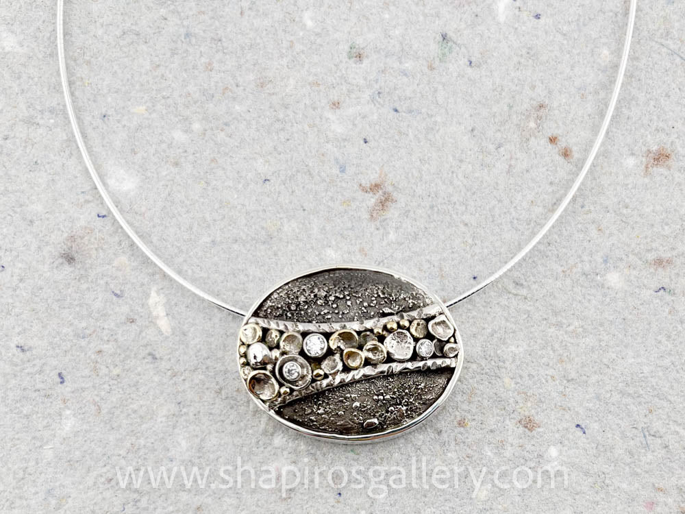 Pendant Pebble On the Beach Necklace with Cubic Zirconia