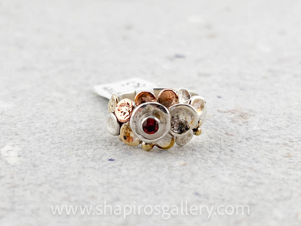 Pebbles On the Beach Ring with Garnet