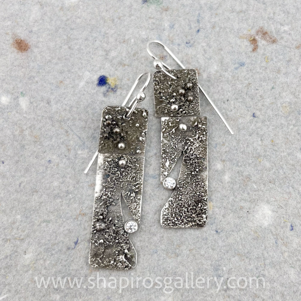 Reticulated Earrings with White Topaz