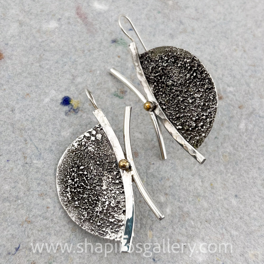 Reticulated Earrings with Bronze Accents