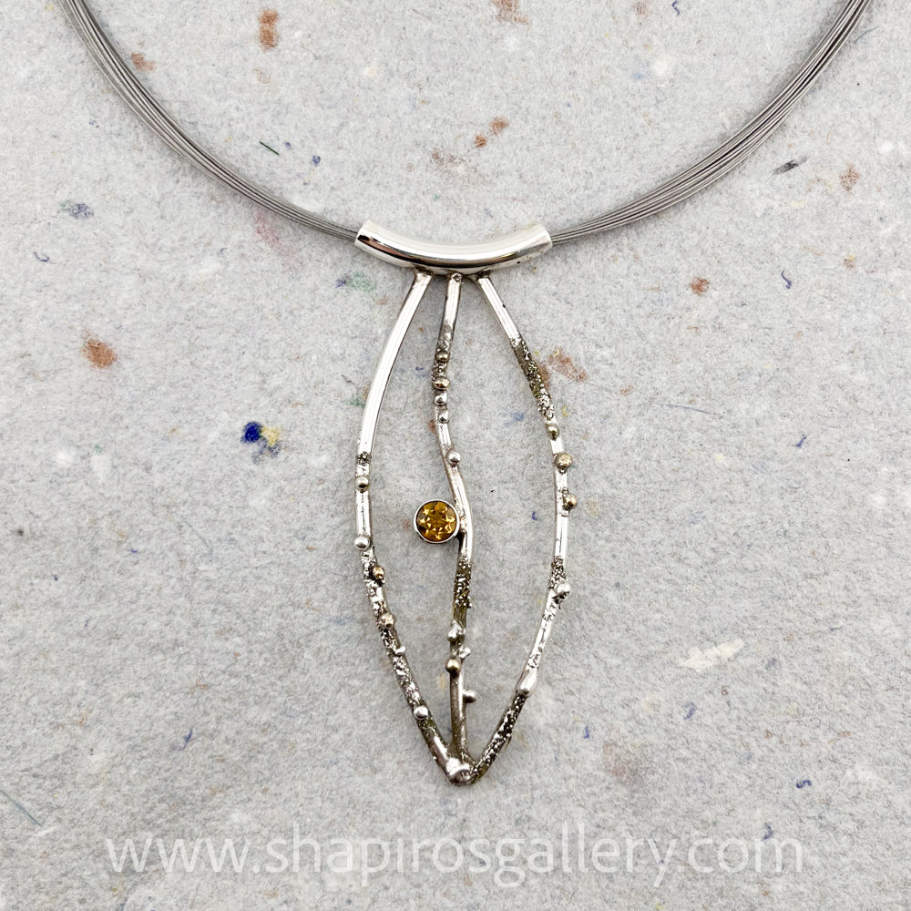 Reticulated Twig Necklace with Citrine