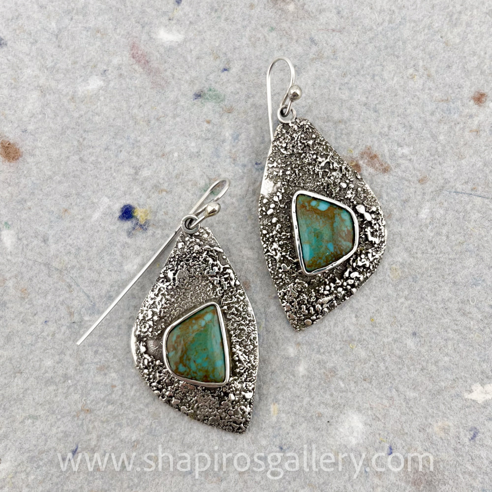 Reticulated Earrings with Turquoise