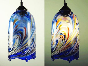 Blue Flame Blown Glass Pendant Lamp