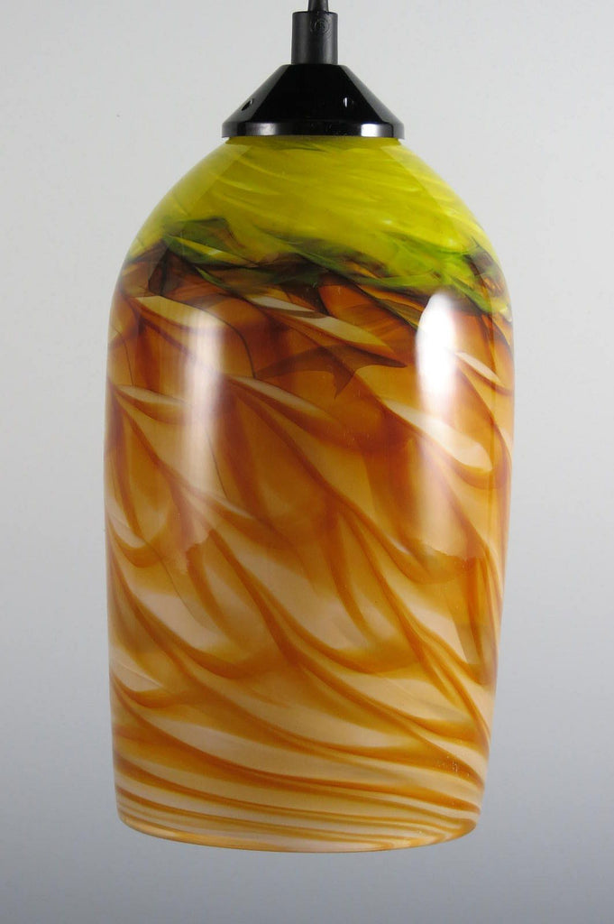 Amber Yellow Optic Blown Glass Pendant Lamp