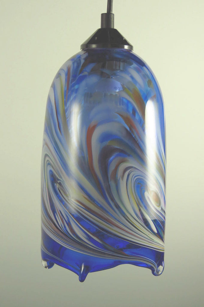 Blue Flame Blown Glass Pendant Lamp