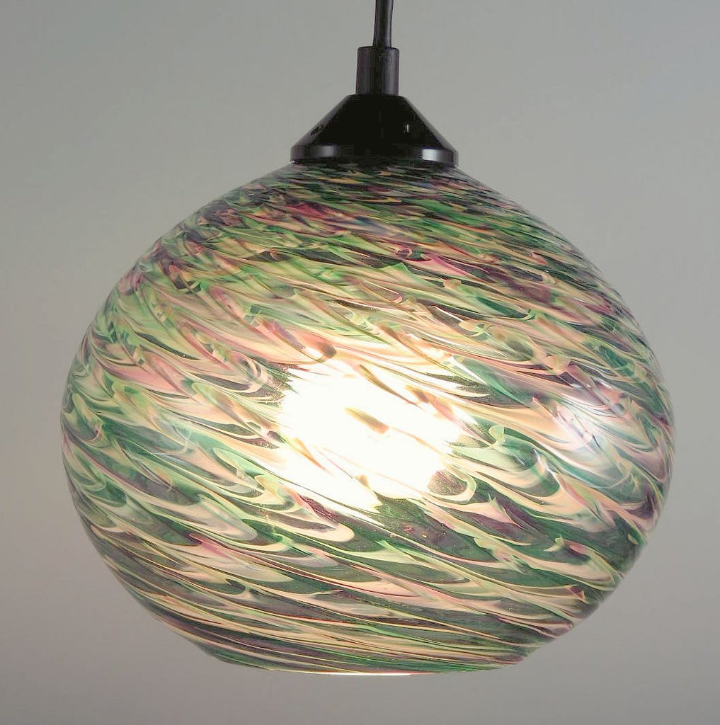 Cool Mix Clear Optic Blown Glass Pendant Lamp