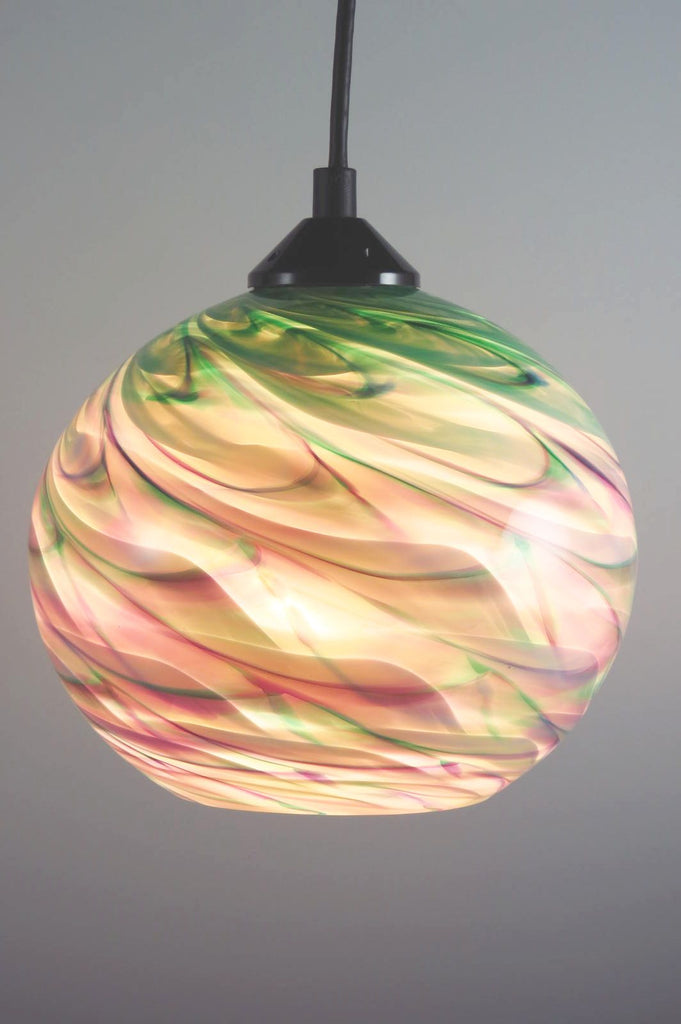 Cool Mix Green Optic Blown Glass Pendant Lamp