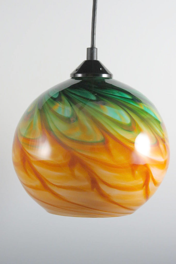 Green Gold Optic Blown Glass Pendant Lamp