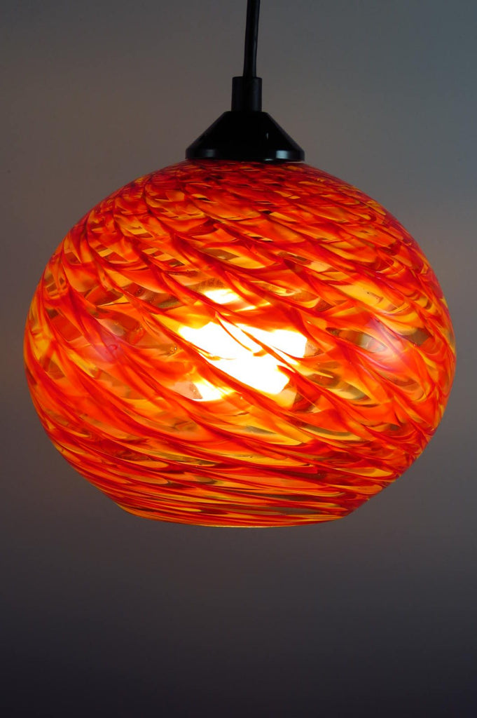 Hot Mix Clear Optic Blown Glass Pendant Lamp
