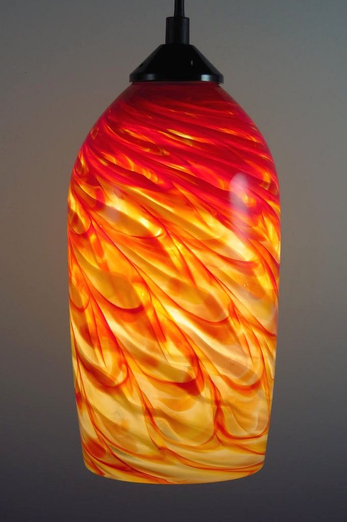Hot Mix Optic Blown Glass Pendant Lamp