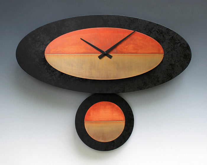 Black and Copper Oval Pendulum Clock