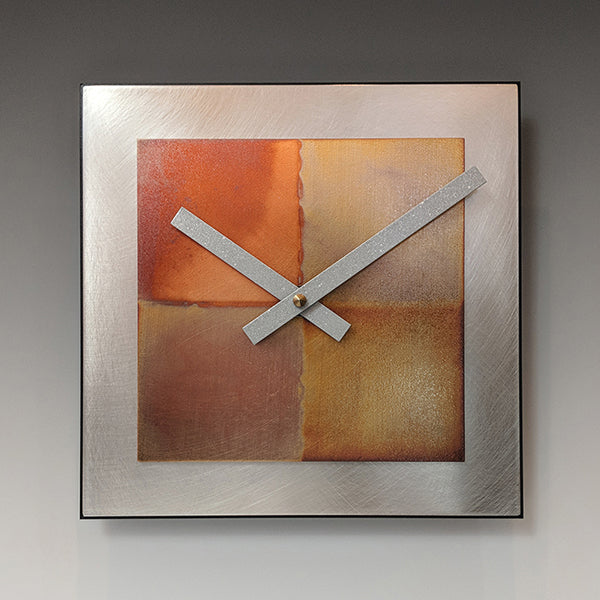 Steel and Copper Square Clock
