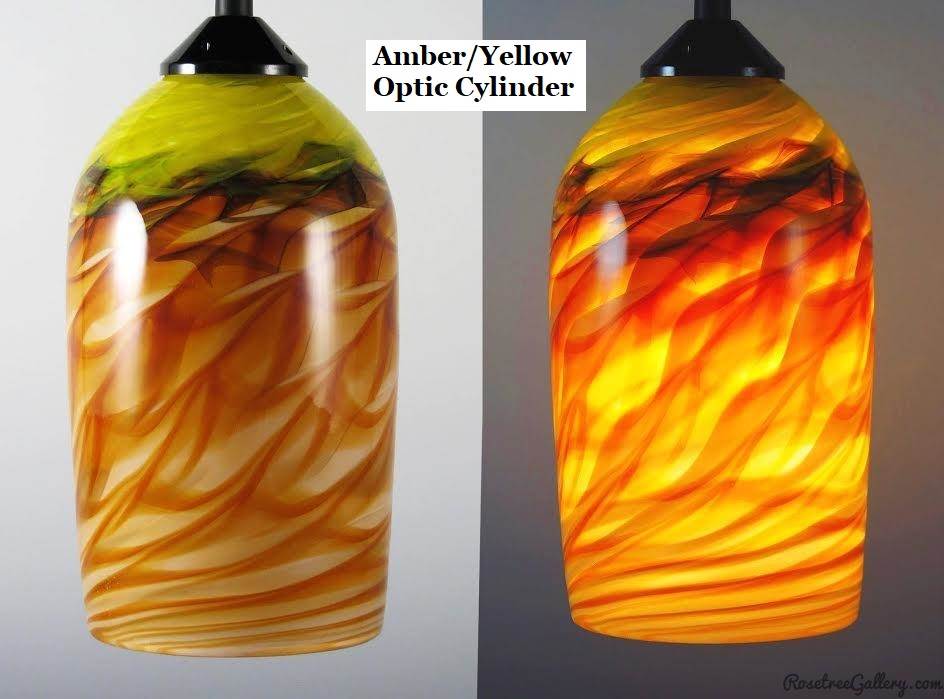 Amber Yellow Optic Blown Glass Pendant Lamp