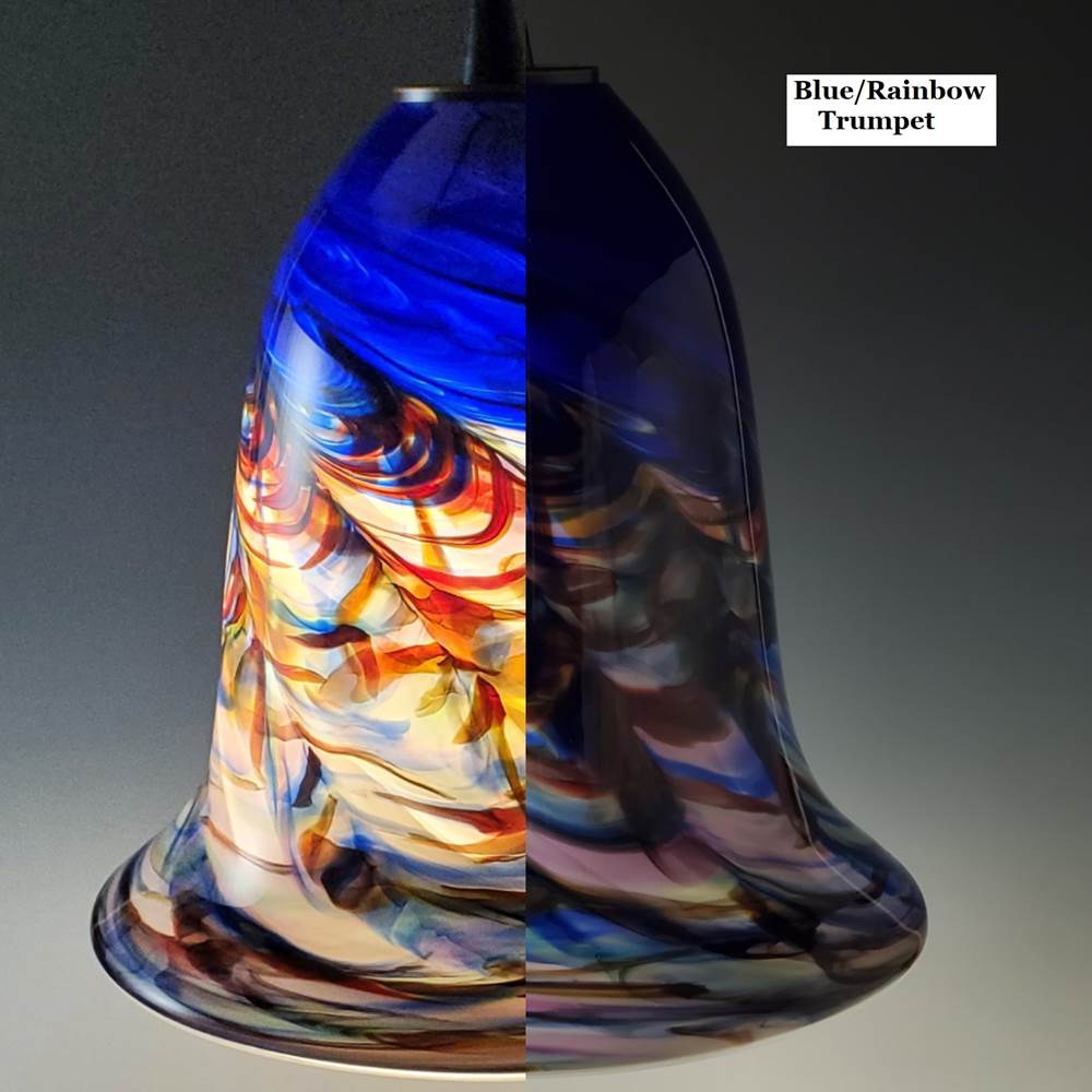 Blue Rainbow Optic Blown Glass Pendant Lamp