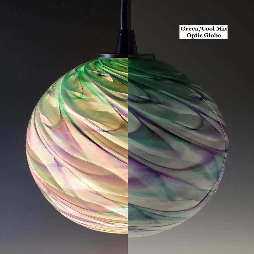 Cool Mix Green Optic Blown Glass Pendant Lamp
