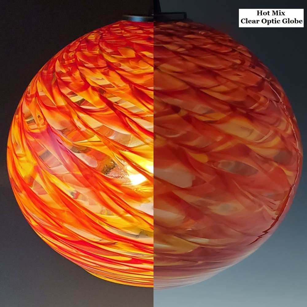 Hot Mix Clear Optic Blown Glass Pendant Lamp