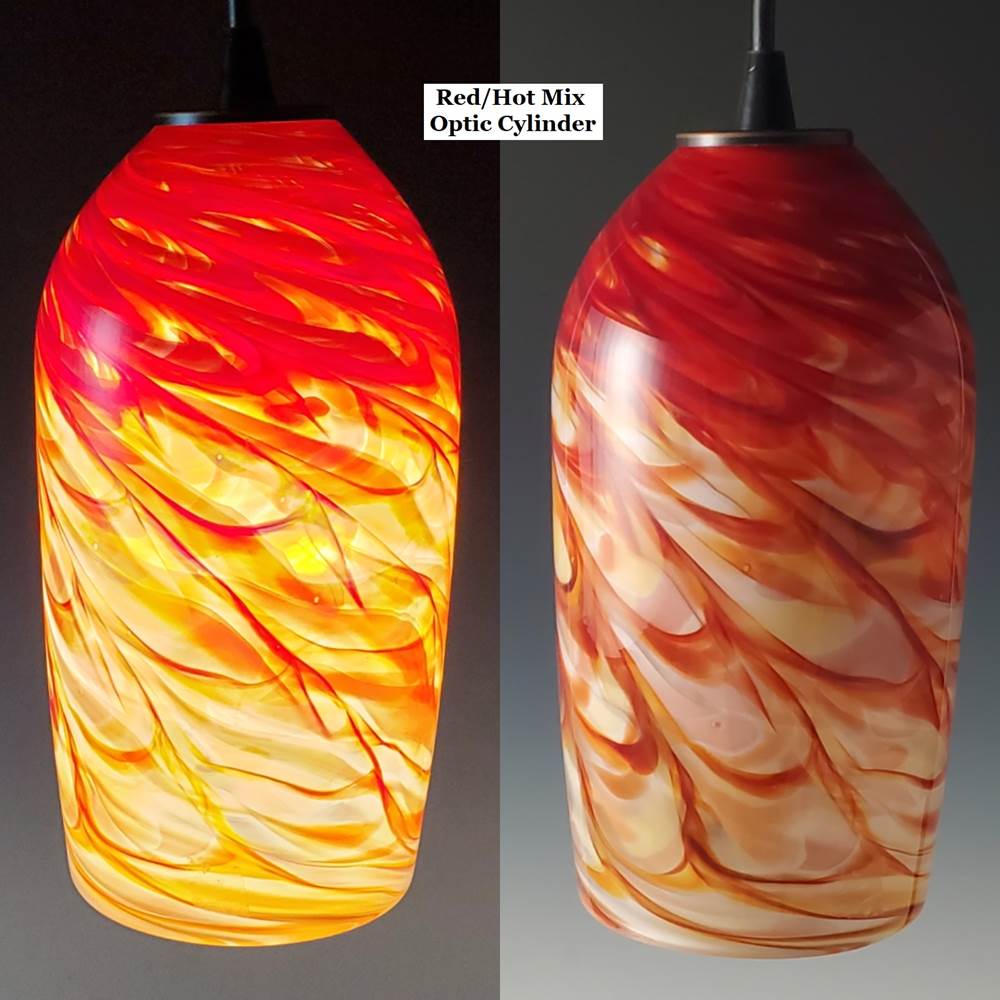 Hot Mix Optic Blown Glass Pendant Lamp