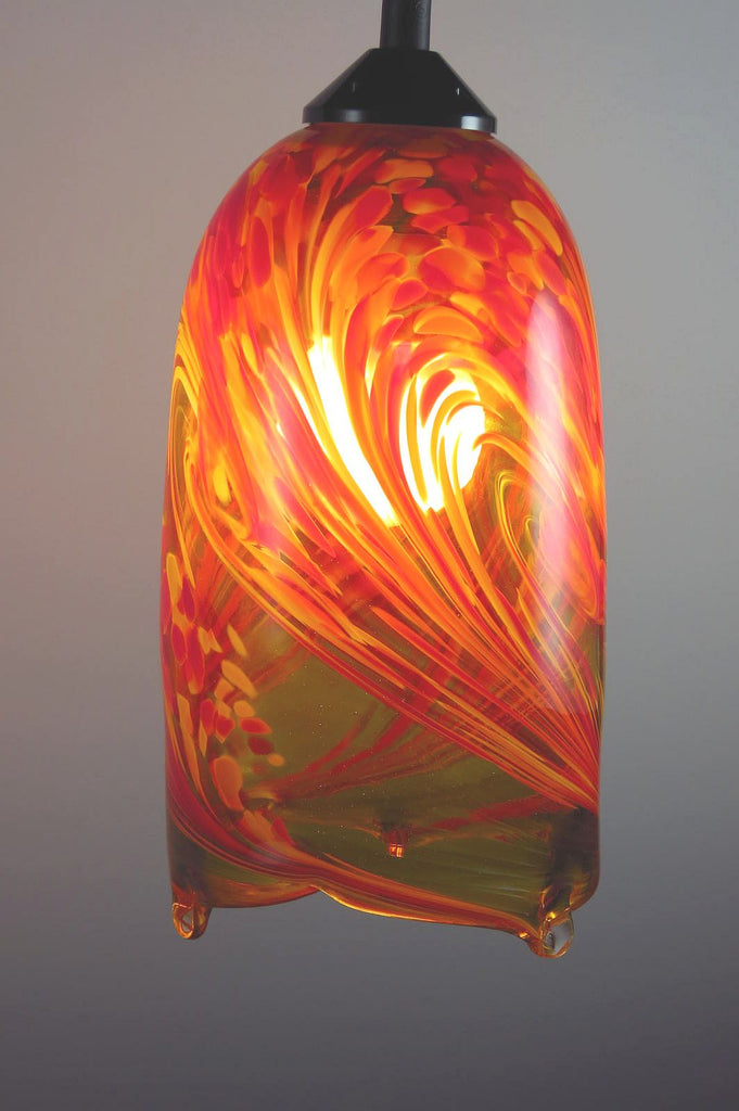 Red Flame Blown Glass Pendant Lamp