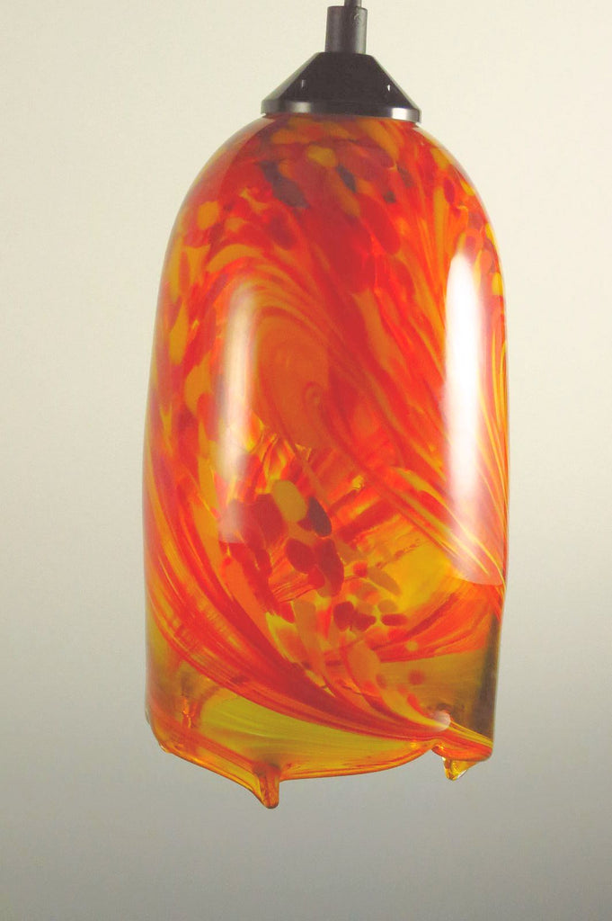 Red Flame Blown Glass Pendant Lamp