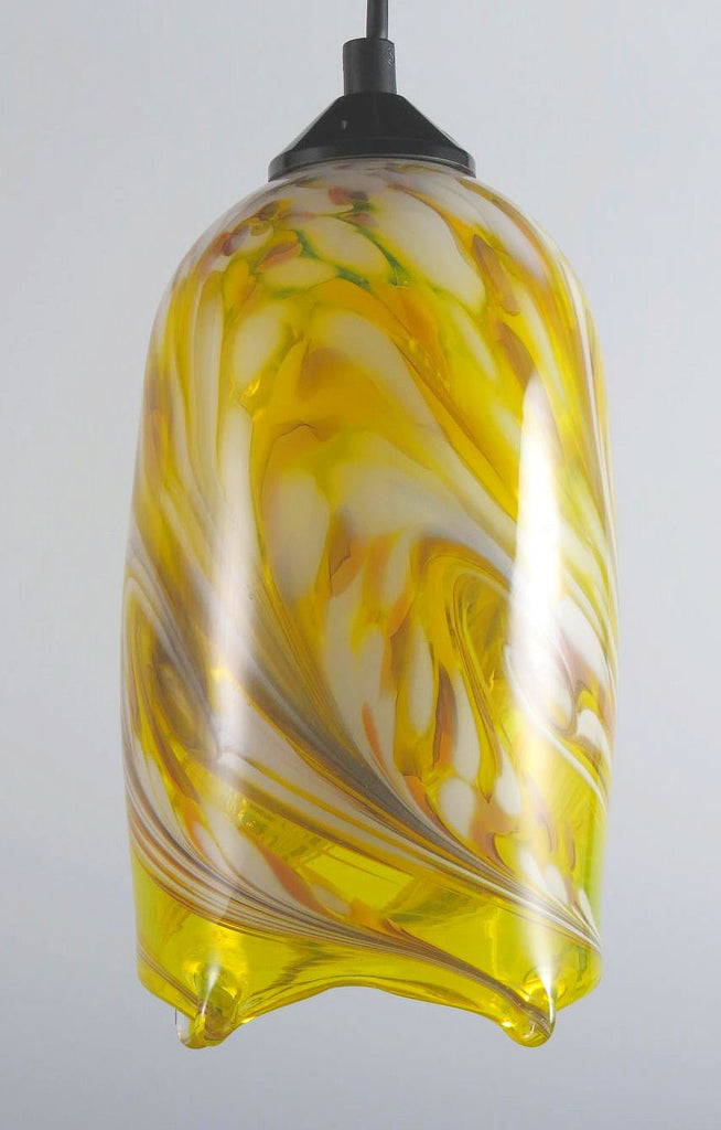 Yellow Flame Blown Glass Pendant Lamp