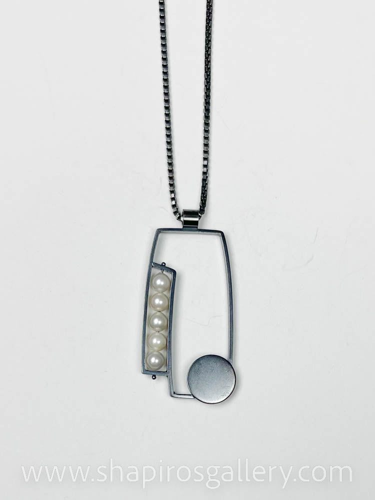 Split Rectangle Necklace with Pearls