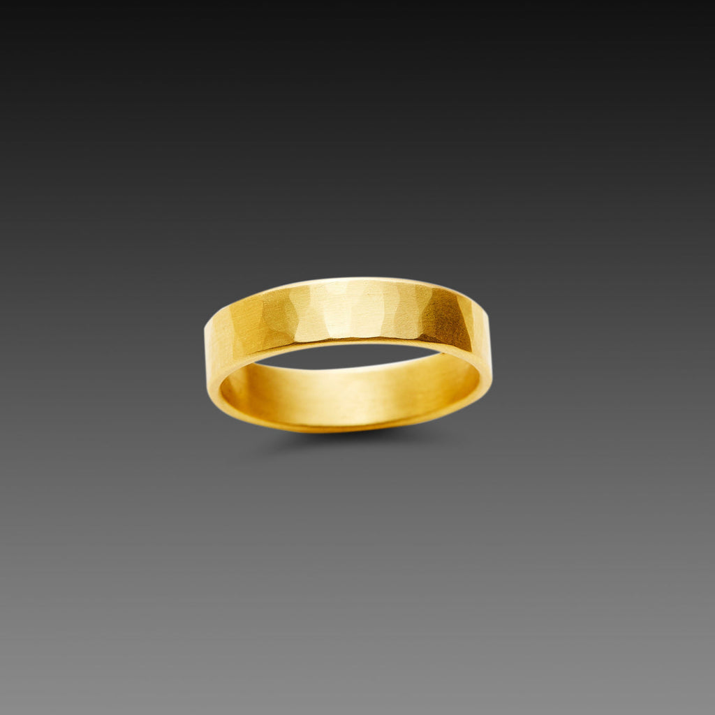 5mm Hammered Gold Band
